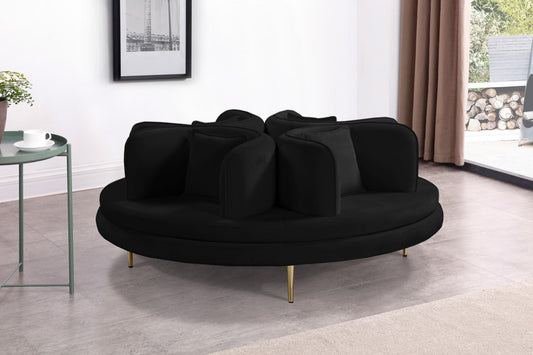 Circlet Velvet Round Sofa Settee with Gold Iron Legs - Elegant Contemporary Design for Your Home