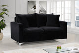 Naomi Contemporary Loveseat with Plush Velvet Comfort and Customizable Gold & Chrome Legs for Style