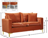 Naomi Contemporary Loveseat with Plush Velvet Comfort and Customizable Gold & Chrome Legs for Style