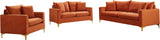 Naomi Contemporary Loveseat with Plush Velvet Comfort and Customizable Gold & Chrome Legs for Style