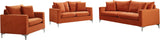 Naomi Contemporary Loveseat with Plush Velvet Comfort and Customizable Gold & Chrome Legs for Style