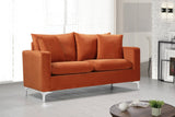 Naomi Contemporary Loveseat with Plush Velvet Comfort and Customizable Gold & Chrome Legs for Style