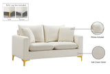 Naomi Contemporary Loveseat with Plush Velvet Comfort and Customizable Gold & Chrome Legs for Style
