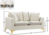 Naomi Contemporary Loveseat with Plush Velvet Comfort and Customizable Gold & Chrome Legs for Style