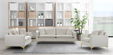 Naomi Contemporary Loveseat with Plush Velvet Comfort and Customizable Gold & Chrome Legs for Style