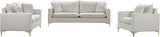 Naomi Contemporary Loveseat with Plush Velvet Comfort and Customizable Gold & Chrome Legs for Style