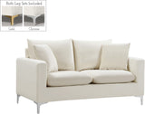 Naomi Contemporary Loveseat with Plush Velvet Comfort and Customizable Gold & Chrome Legs for Style