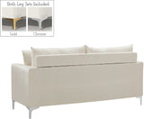 Naomi Contemporary Loveseat with Plush Velvet Comfort and Customizable Gold & Chrome Legs for Style