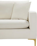 Naomi Contemporary Loveseat with Plush Velvet Comfort and Customizable Gold & Chrome Legs for Style