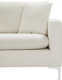 Naomi Contemporary Loveseat with Plush Velvet Comfort and Customizable Gold & Chrome Legs for Style