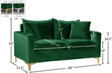 Naomi Contemporary Loveseat with Plush Velvet Comfort and Customizable Gold & Chrome Legs for Style