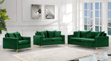Naomi Contemporary Loveseat with Plush Velvet Comfort and Customizable Gold & Chrome Legs for Style