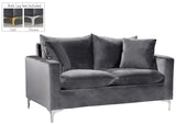 Naomi Contemporary Loveseat with Plush Velvet Comfort and Customizable Gold & Chrome Legs for Style