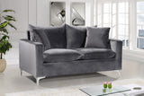 Naomi Contemporary Loveseat with Plush Velvet Comfort and Customizable Gold & Chrome Legs for Style