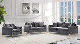 Naomi Contemporary Loveseat with Plush Velvet Comfort and Customizable Gold & Chrome Legs for Style