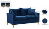 Naomi Contemporary Loveseat with Plush Velvet Comfort and Customizable Gold & Chrome Legs for Style