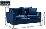 Naomi Contemporary Loveseat with Plush Velvet Comfort and Customizable Gold & Chrome Legs for Style