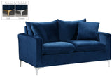 Naomi Contemporary Loveseat with Plush Velvet Comfort and Customizable Gold & Chrome Legs for Style