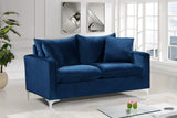Naomi Contemporary Loveseat with Plush Velvet Comfort and Customizable Gold & Chrome Legs for Style
