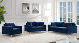 Naomi Contemporary Loveseat with Plush Velvet Comfort and Customizable Gold & Chrome Legs for Style