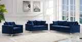 Naomi Contemporary Loveseat with Plush Velvet Comfort and Customizable Gold & Chrome Legs for Style