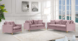 Naomi Contemporary Loveseat with Plush Velvet Comfort and Customizable Gold & Chrome Legs for Style