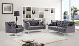 Roxy Contemporary Chair: Elegant Velvet Seating with Deep Button Tufting and Chic Acrylic Legs