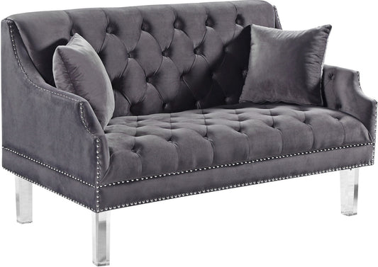 Roxy Contemporary Loveseat with Deep Button Tufting and Acrylic Legs for Elegant Living Spaces