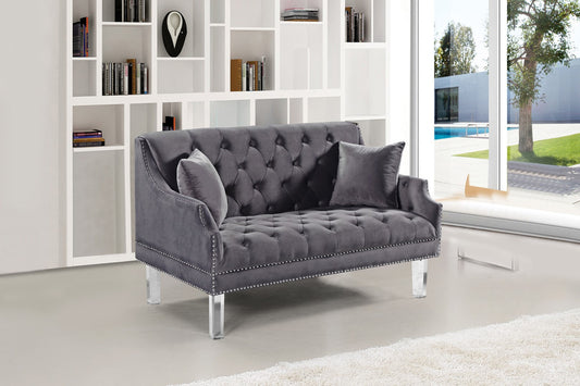 Roxy Contemporary Loveseat with Deep Button Tufting and Acrylic Legs for Elegant Living Spaces