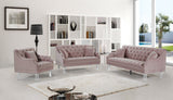 Roxy Contemporary Chair: Elegant Velvet Seating with Deep Button Tufting and Chic Acrylic Legs