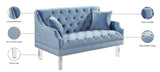 Roxy Contemporary Loveseat with Deep Button Tufting and Acrylic Legs for Elegant Living Spaces