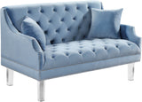 Roxy Contemporary Loveseat with Deep Button Tufting and Acrylic Legs for Elegant Living Spaces