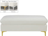 Naomi Velvet Ottoman – Elegant Contemporary Design with Gold & Chrome Legs for Stylish Home Decor