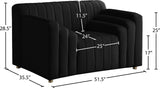 Naya Velvet Chair - Modern Deep Channel Tufted Design with Gold Metal Legs for Chic Living Spaces