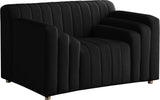 Naya Velvet Chair - Modern Deep Channel Tufted Design with Gold Metal Legs for Chic Living Spaces