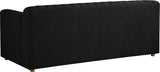 Naya Contemporary Loveseat with Deep Channel Tufting and Gold Metal Legs for Modern Living Spaces