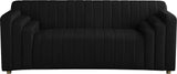 Naya Contemporary Loveseat with Deep Channel Tufting and Gold Metal Legs for Modern Living Spaces