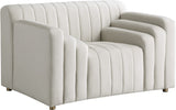 Naya Velvet Chair - Modern Deep Channel Tufted Design with Gold Metal Legs for Chic Living Spaces