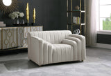 Naya Velvet Chair - Modern Deep Channel Tufted Design with Gold Metal Legs for Chic Living Spaces