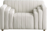 Naya Velvet Chair - Modern Deep Channel Tufted Design with Gold Metal Legs for Chic Living Spaces