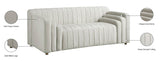 Naya Contemporary Loveseat with Deep Channel Tufting and Gold Metal Legs for Modern Living Spaces