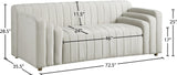 Naya Contemporary Loveseat with Deep Channel Tufting and Gold Metal Legs for Modern Living Spaces
