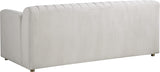 Naya Contemporary Loveseat with Deep Channel Tufting and Gold Metal Legs for Modern Living Spaces