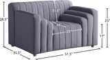 Naya Velvet Chair - Modern Deep Channel Tufted Design with Gold Metal Legs for Chic Living Spaces