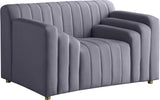 Naya Velvet Chair - Modern Deep Channel Tufted Design with Gold Metal Legs for Chic Living Spaces