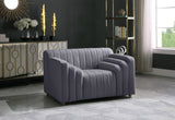 Naya Velvet Chair - Modern Deep Channel Tufted Design with Gold Metal Legs for Chic Living Spaces