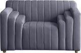 Naya Velvet Chair - Modern Deep Channel Tufted Design with Gold Metal Legs for Chic Living Spaces
