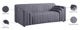 Naya Contemporary Loveseat with Deep Channel Tufting and Gold Metal Legs for Modern Living Spaces