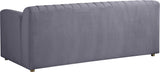 Naya Contemporary Loveseat with Deep Channel Tufting and Gold Metal Legs for Modern Living Spaces