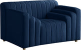 Naya Velvet Chair - Modern Deep Channel Tufted Design with Gold Metal Legs for Chic Living Spaces